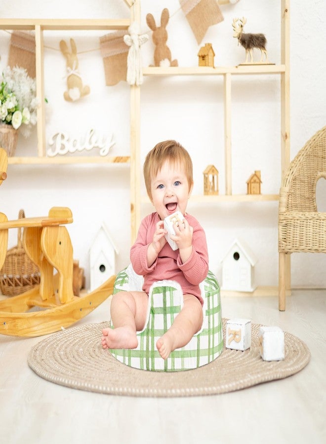 DAYEEBALL Seat Cover Compatible with Bumbo Seat, Soft and Breathable Baby Floor Seat Cover for Baby Boy & Girl (Cover Only), Green Grid - Image 2